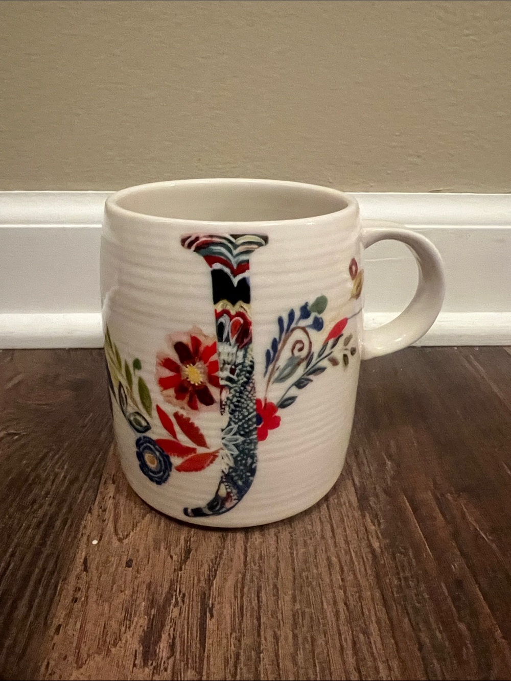 NWT Anthropologie Starla M. Halfmann Monogram “J” Mug